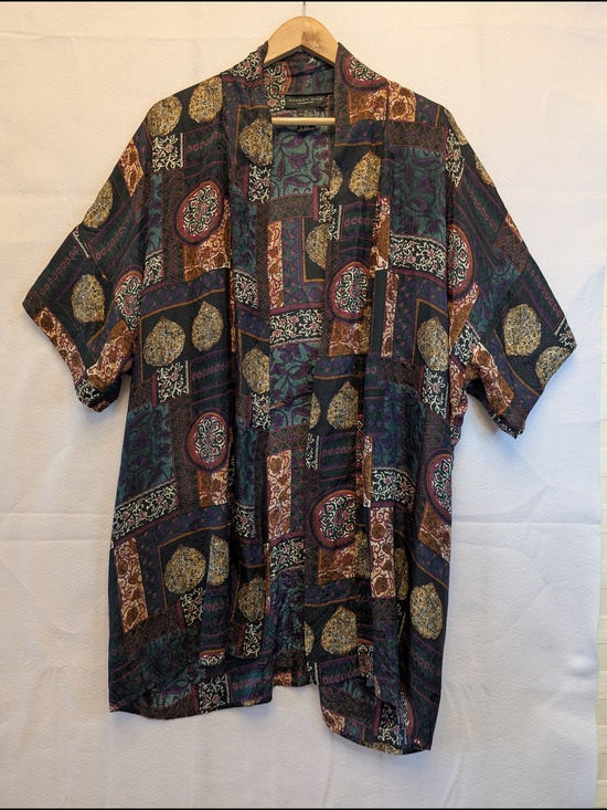 august silk Sweaters - august silk Multicolor Patchwork Print Open Cardigan